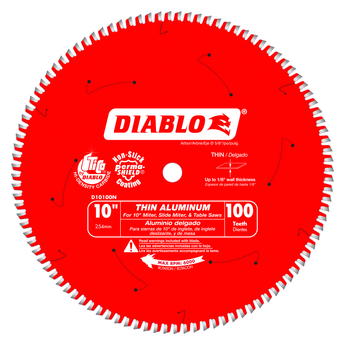 D10100N 10" x 100-Teeth Saw Blade for Thin Aluminum