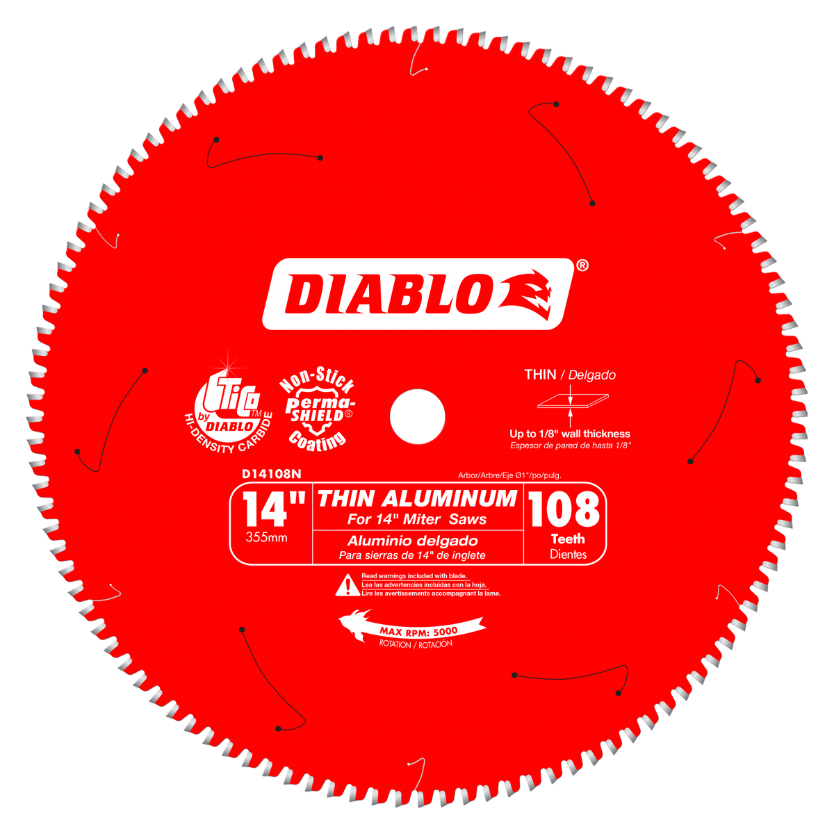 D14108N 14" x 108-Teeth Saw Blade for Thin Aluminum