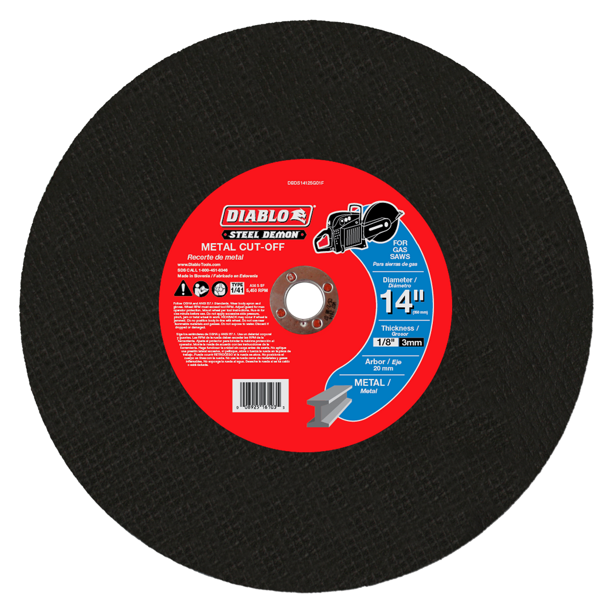 DBDS14125G01F 14" 20mm Steel Demon Cut-Off Disc