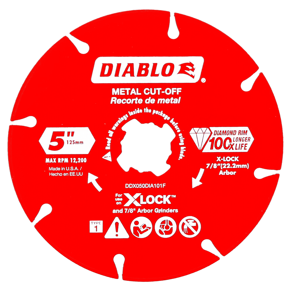 DDX050DIA101F 5" X-LOCK Diamond Rimmed Metal Cut-Off Disc