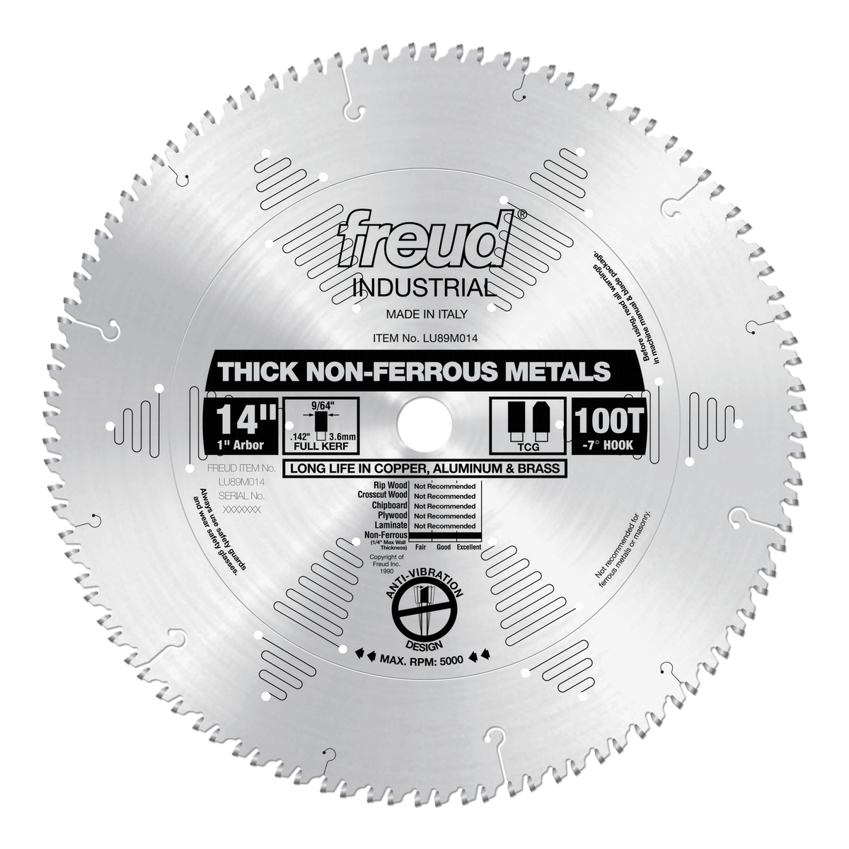 LU89M014 14" Thick Stock Aluminum Metal Blade 100T