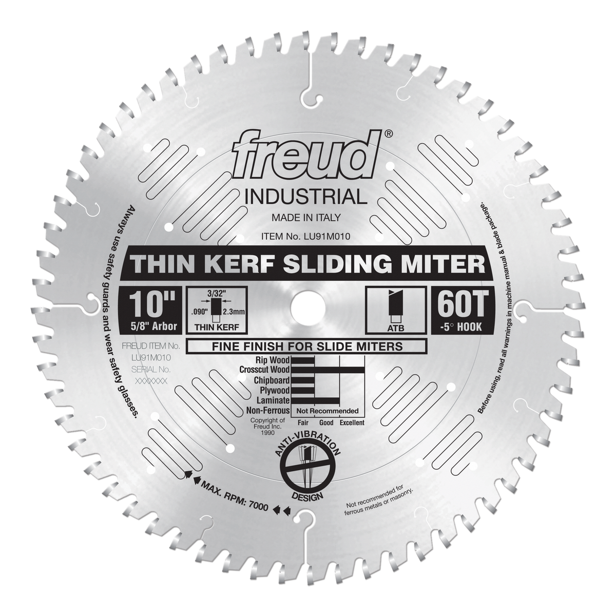 LU91M010 10" Thin Kerf Sliding Compound Miter Saw Blade