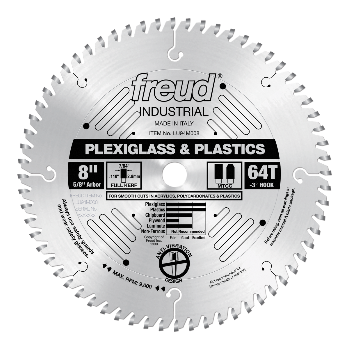 LU94M008 Carbide Blades 8" Plastic