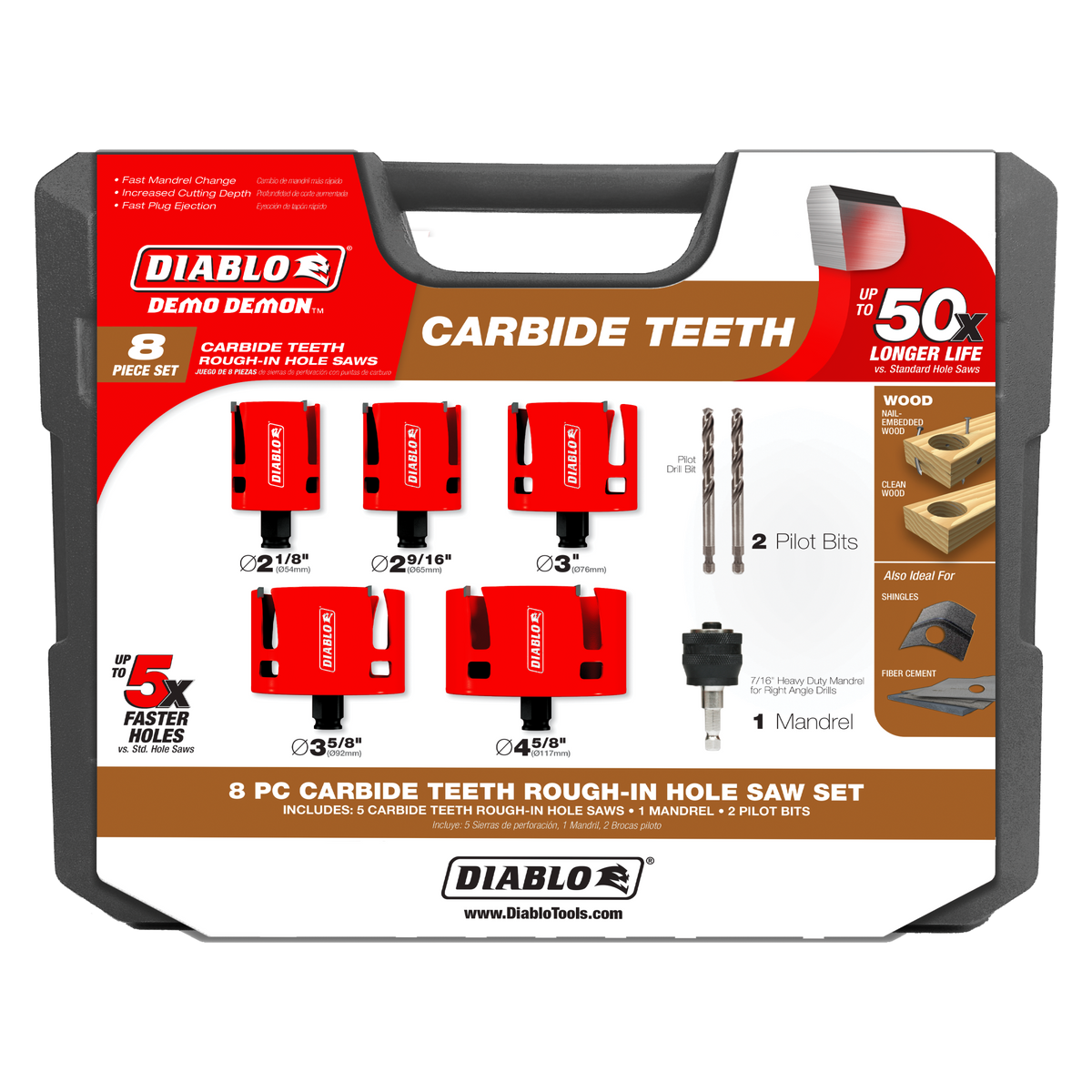 DHS08SCTR   Diablo Demo Demon Carbide Rough-In Hole Saw Set (8-Piece)
