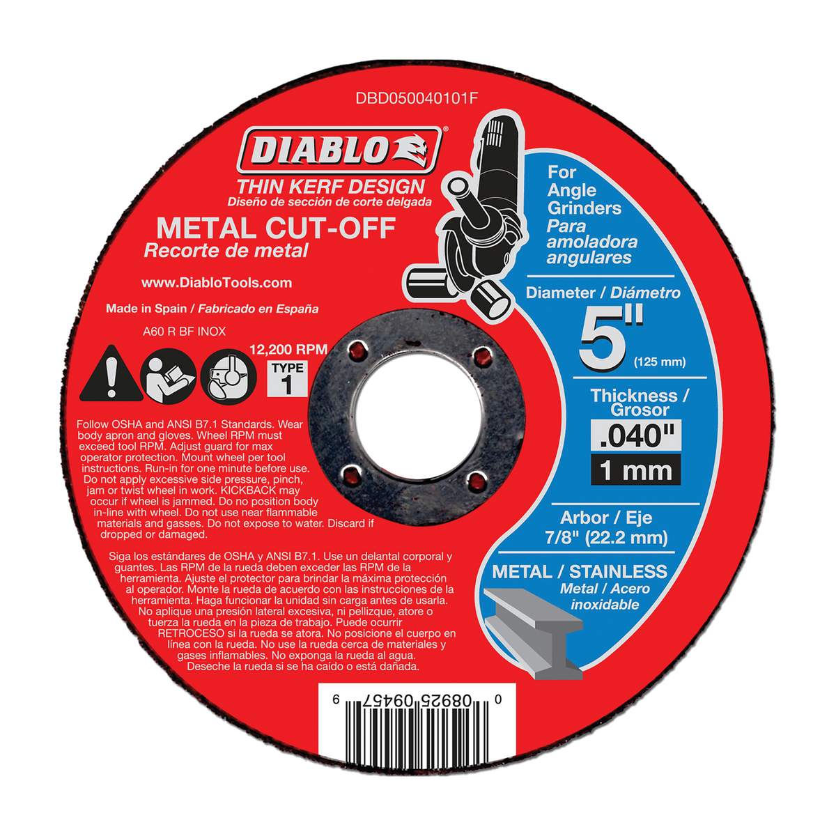 DBD050040101F 5" Metal Cut-Off Disc