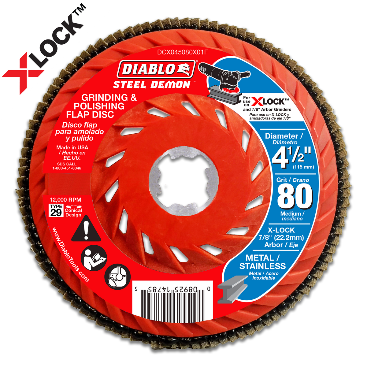 DCX045080X03F   4-1/2" x 80G X-LOCK Flap Discs (3Pk)