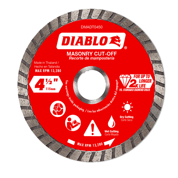 DMADT0450   4-1/2" Diamond Turbo Masonry Cut-Off Disc