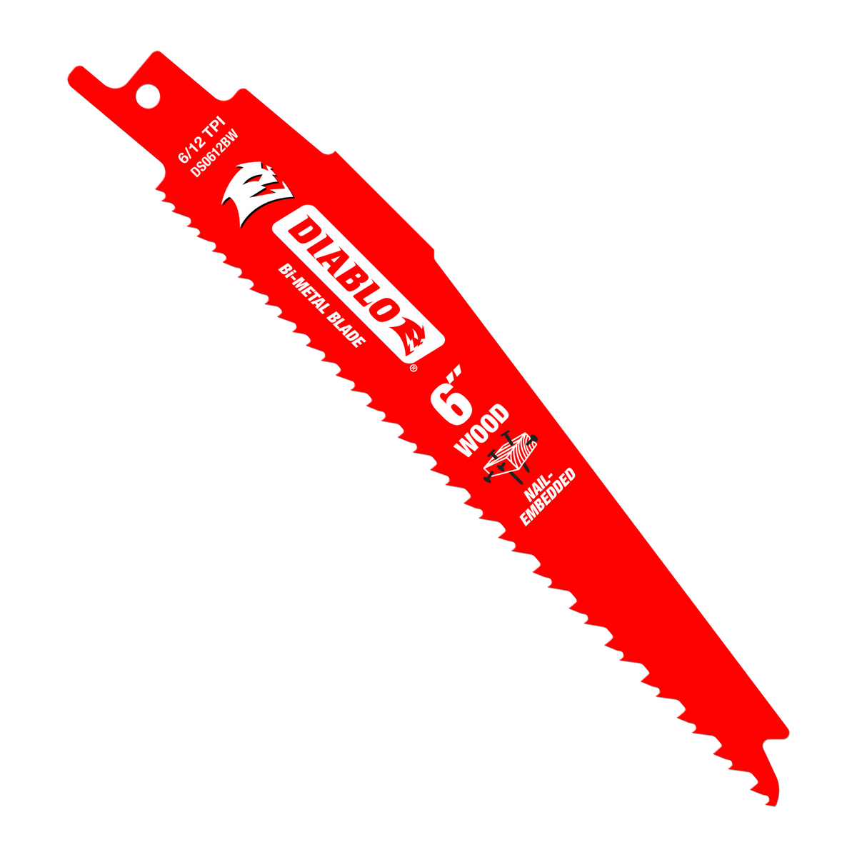 DS0612BW200 6" 6/12TPI Bi-Metal Reciprocating Saw Blades for Nail-Embedded Wood (200-Pack)