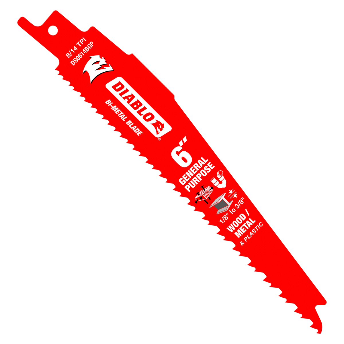DS0614BGP15 6" Bi-Metal Reciprocating Saw Blade for Nail-Embedded Wood, Metal, and Plastic (15-Pack)
