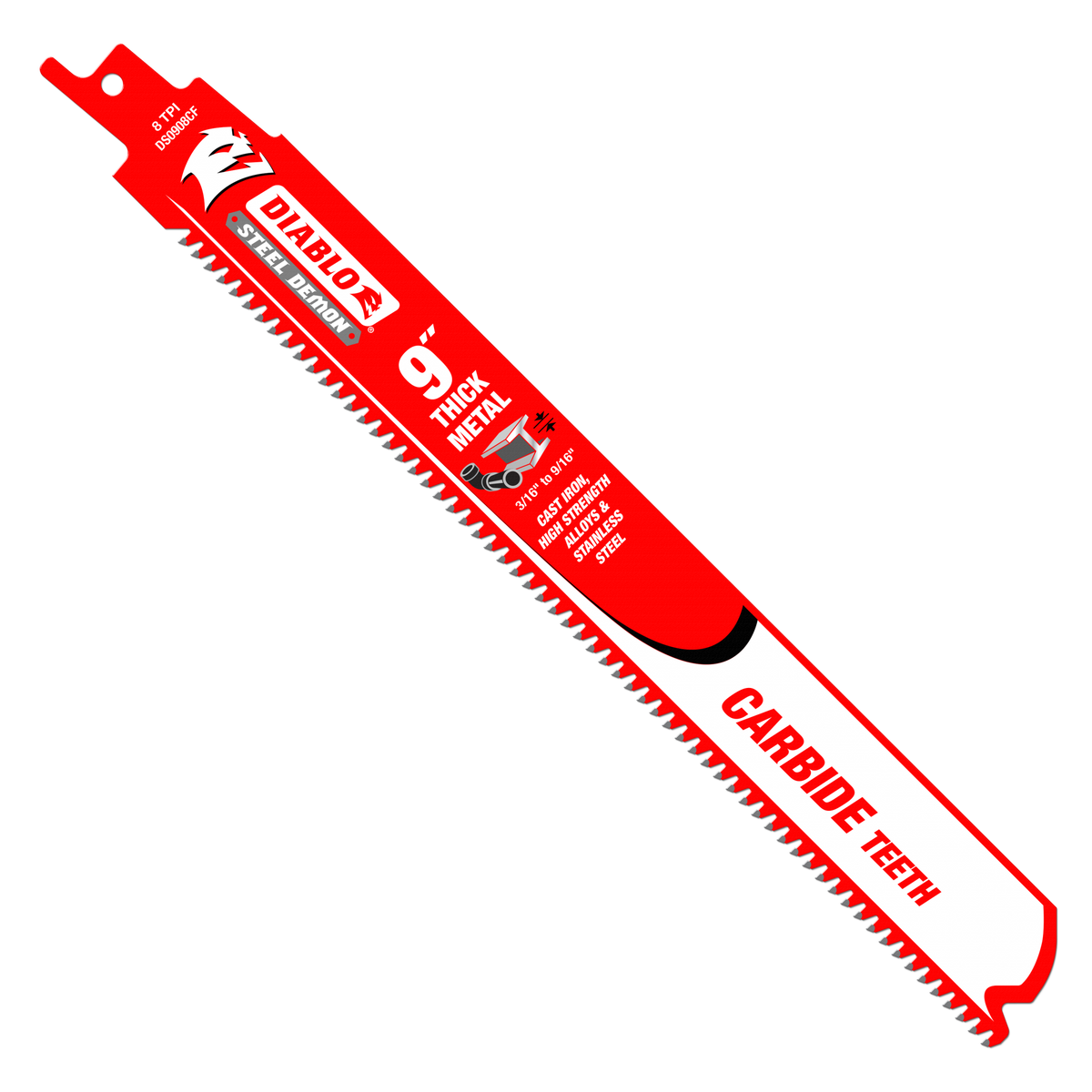 DS0908CF10 9" 8TPI Steel Demon™ Carbide Teeth Reciprocating Saw Blades for Thick Metal (10-Pack)