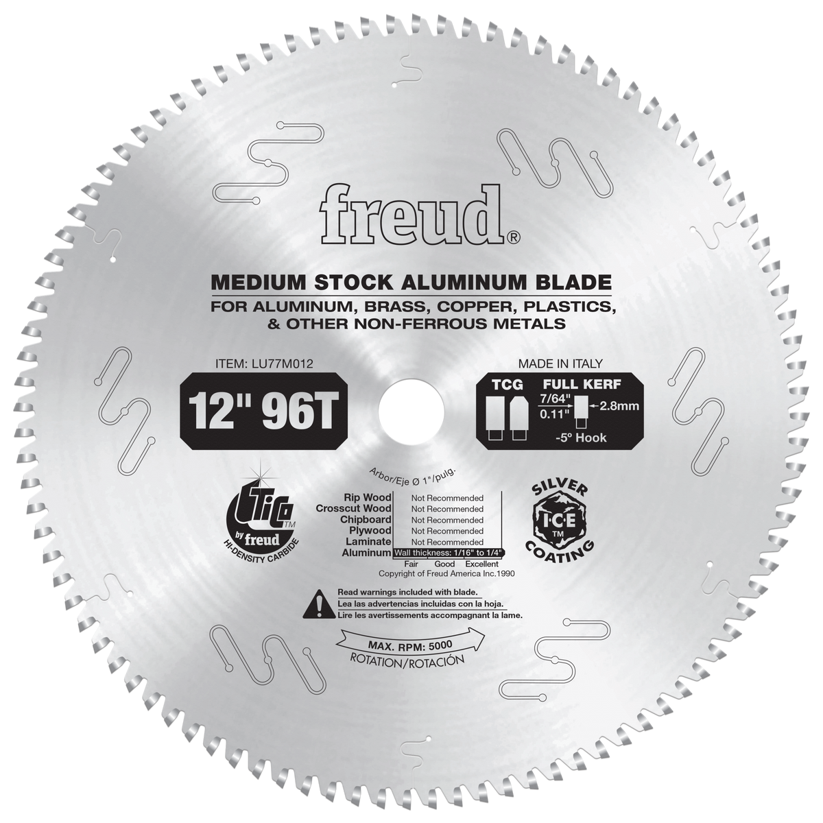 LU77M012   12" Medium Stock Aluminum Blade
