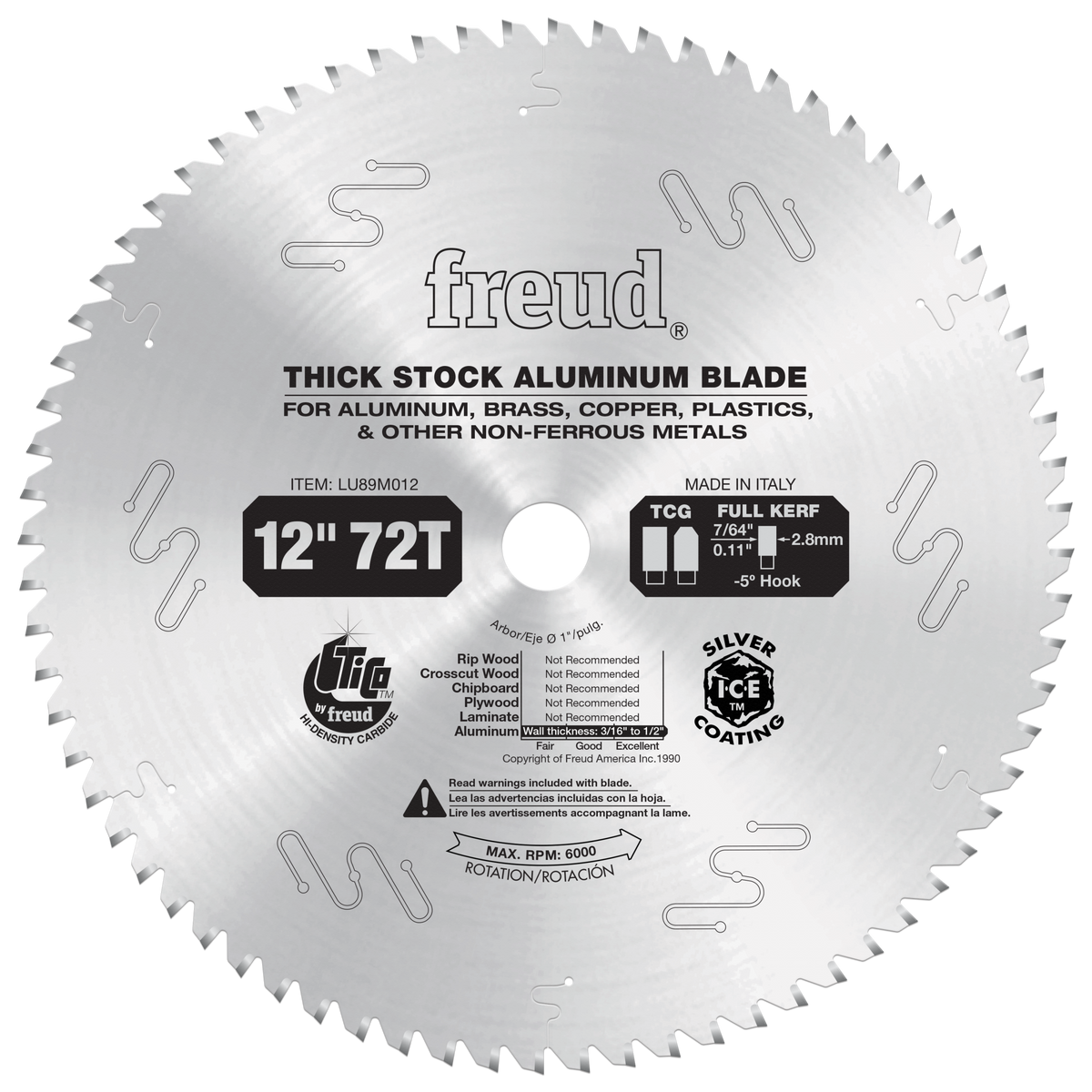 LU89M012   12" Thick Stock Aluminum Metal Blade