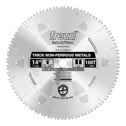 LU89M014   14" Thick Stock Aluminum Metal Blade 100T