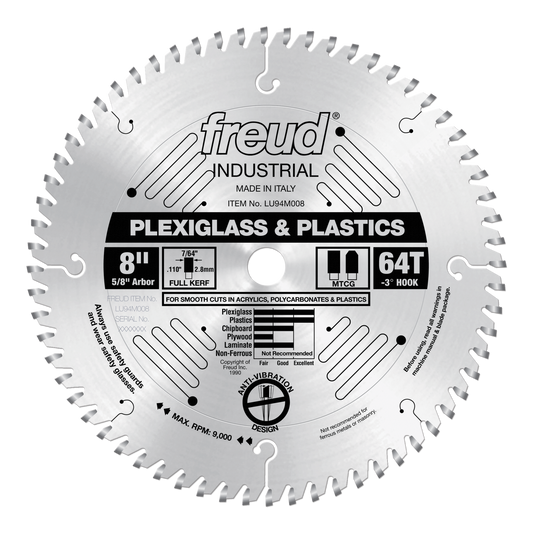 LU94M008   Carbide Blades 8" Plastic