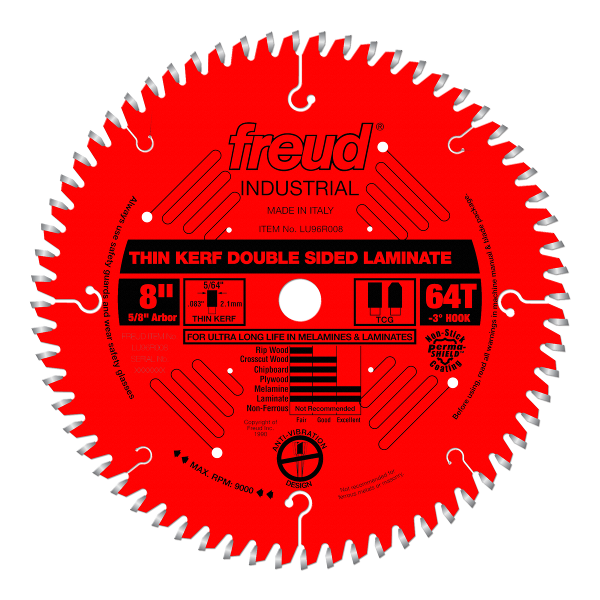 LU96R008   8" Thin Kerf Double Sided Laminate/Melamine