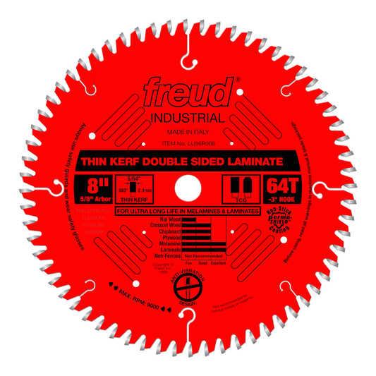 LU96R008   8" Thin Kerf Double Sided Laminate/Melamine
